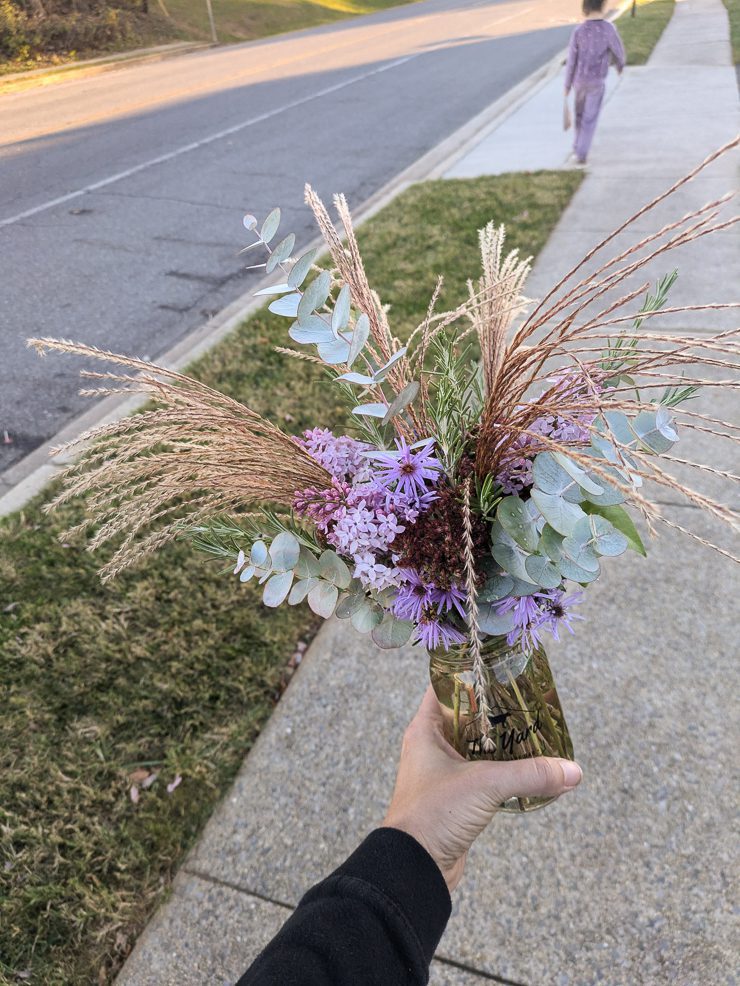 fall arrangement of cut flowers