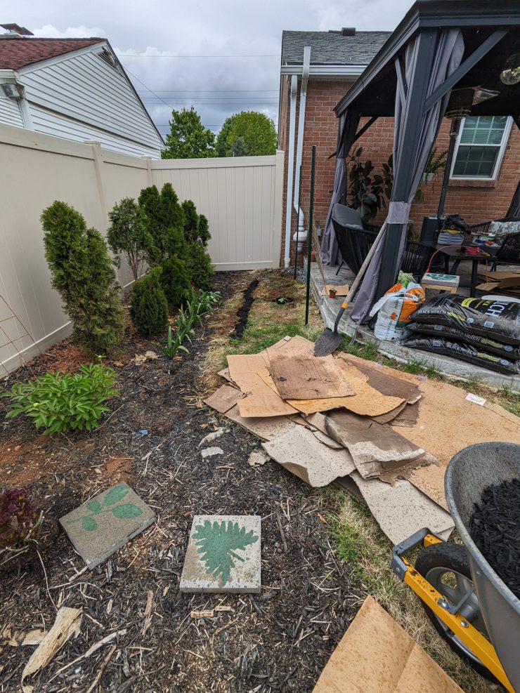 DIY landscaping around a concrete patio