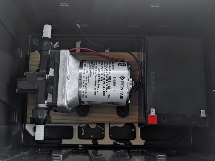 battery on a plastic utility box