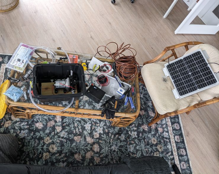 mess of supplies on a table