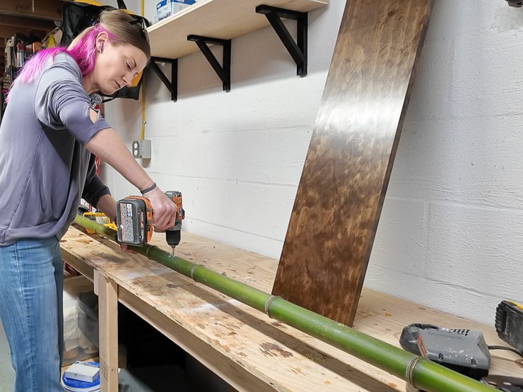 drilling holes in bamboo culms