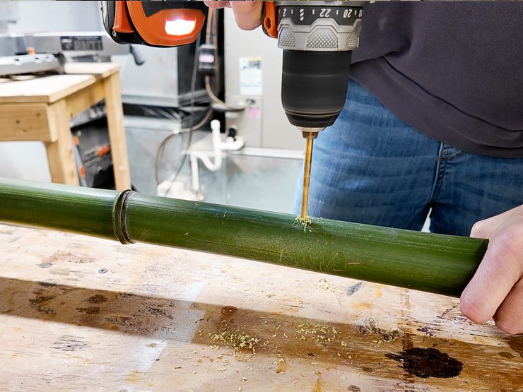 drilling holes in bamboo culms