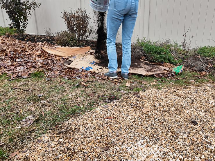 dumping compost on grass