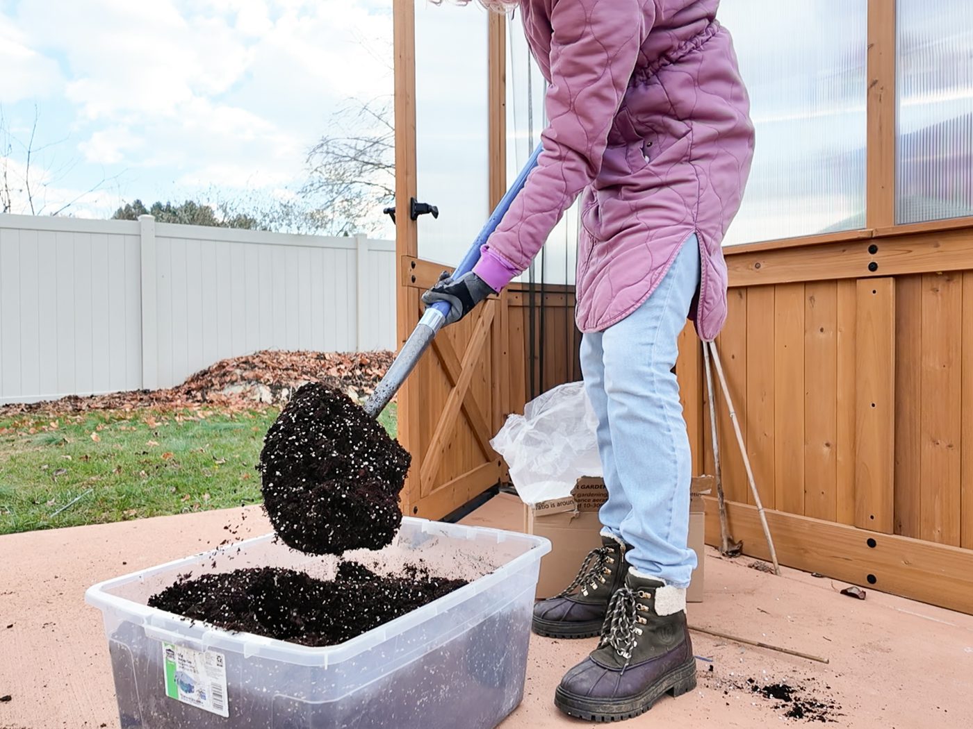 shoveling soil