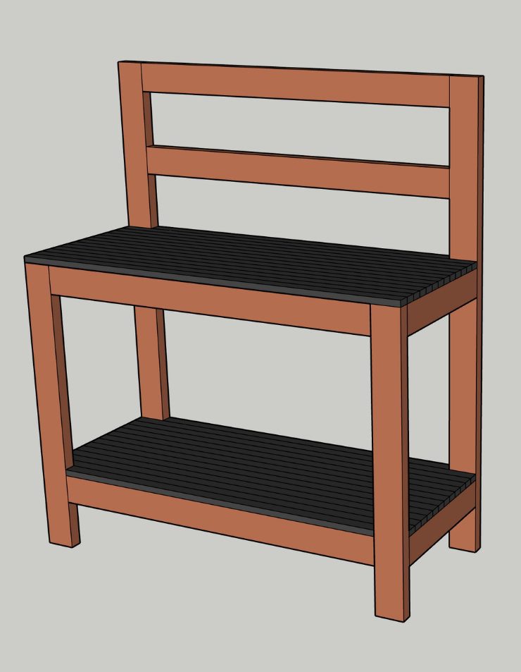 3D rendering of a potting bench