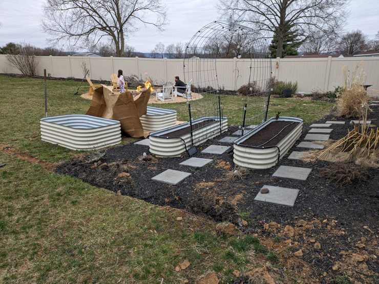 raised beds in a garden