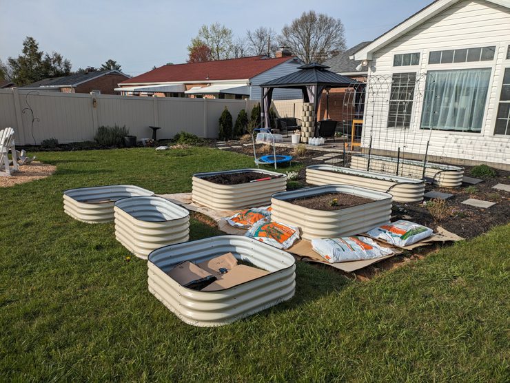 raised beds in a garden